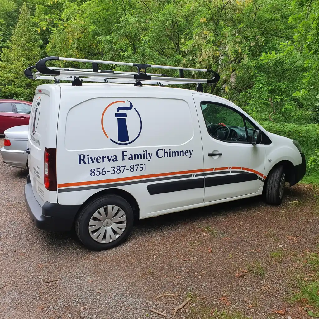 Rivera Family Chimney service vehicle with company branding and phone number